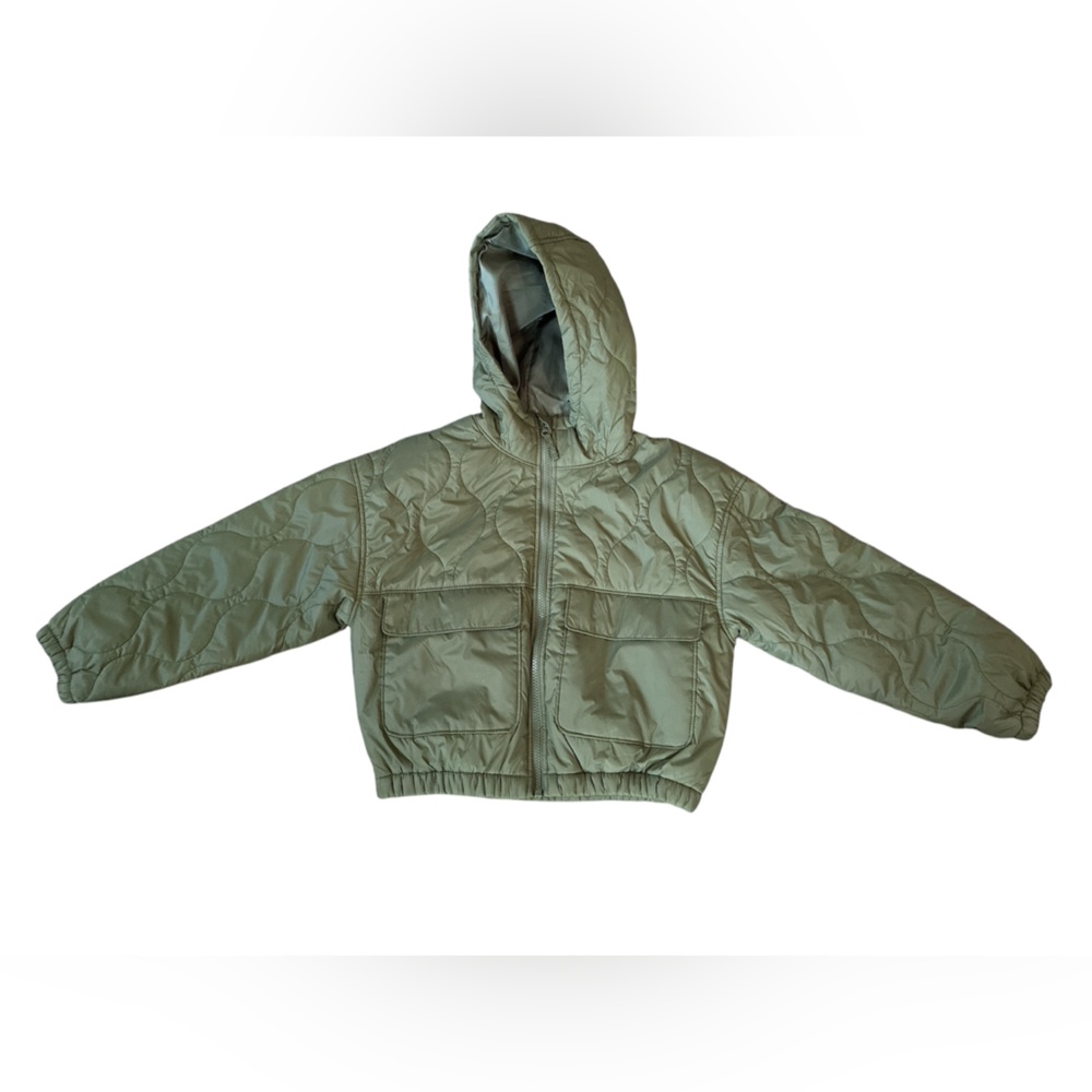 Old Navy Quilted Waterproof Hooded Jacket. Army Green. Girls’ Size Large(10-12). - Picture 10 of 10